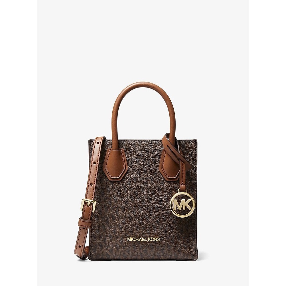 NEW Michael Kors Mercer XS Logo Leather Crossbody Satchel Brown MK Travel Bag